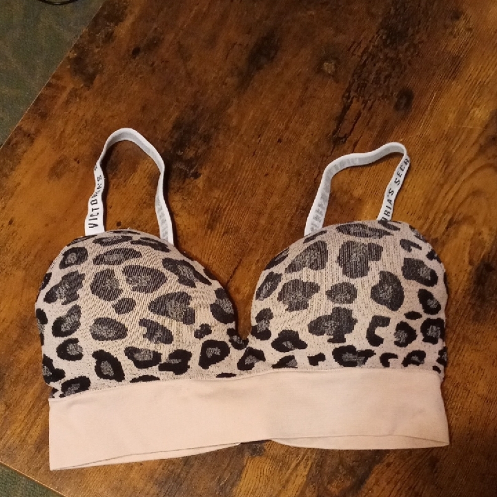 Victoria's Secret Leopard Print Padded Bralette in Nude and Black